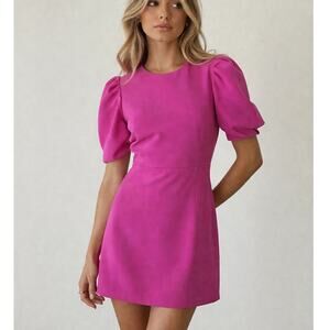TCEC Fuchsia Puff Sleeve Mini Dress Size Small Structured Lined